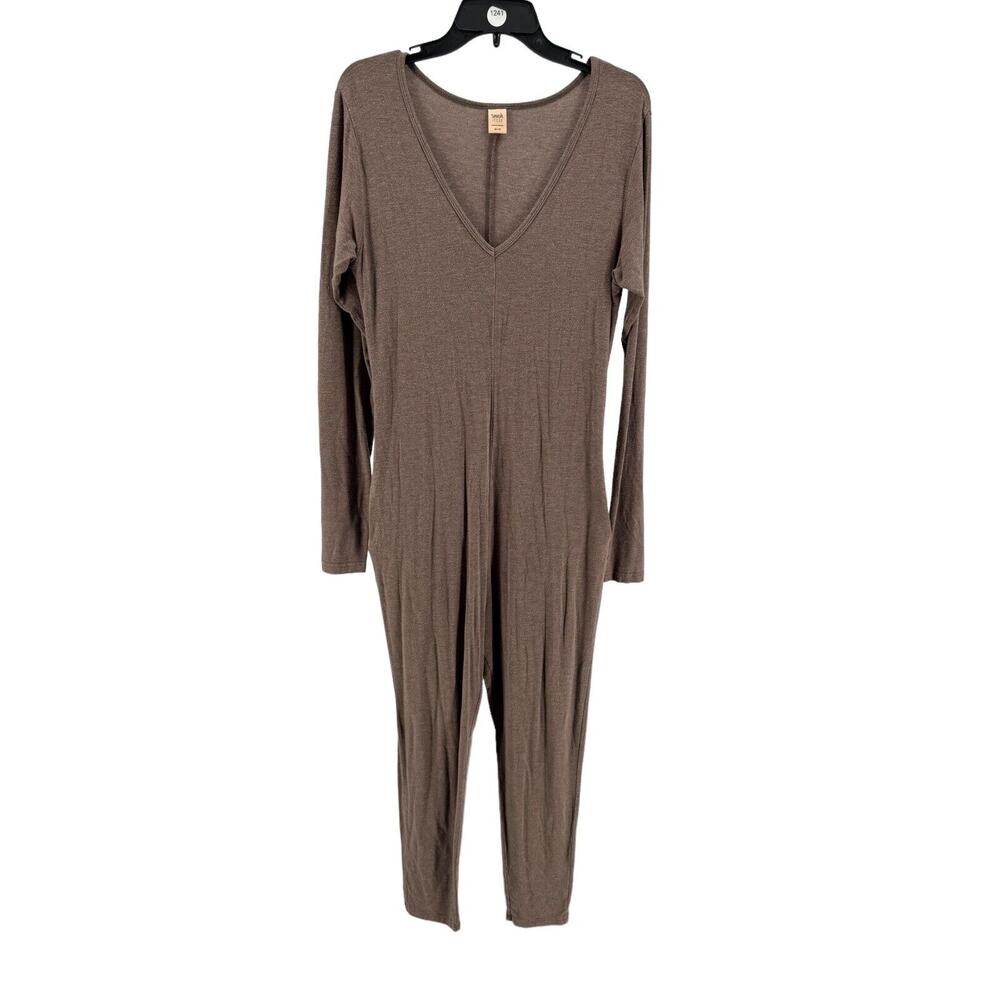 Smash + Tess Women's Brown Long Sleeve V-Neck Friday Jumpsuit Size XS